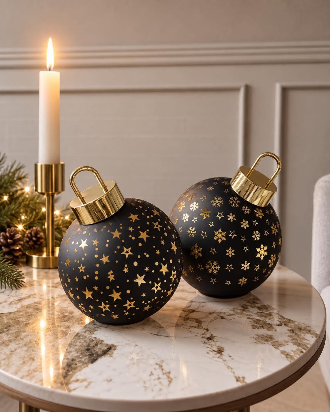 Julekugle med lys MIX - Black