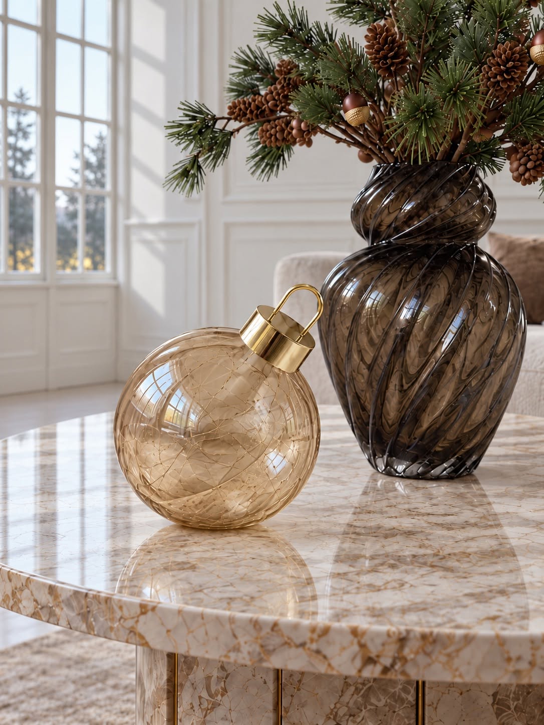 Julekugle twinkling - Amber