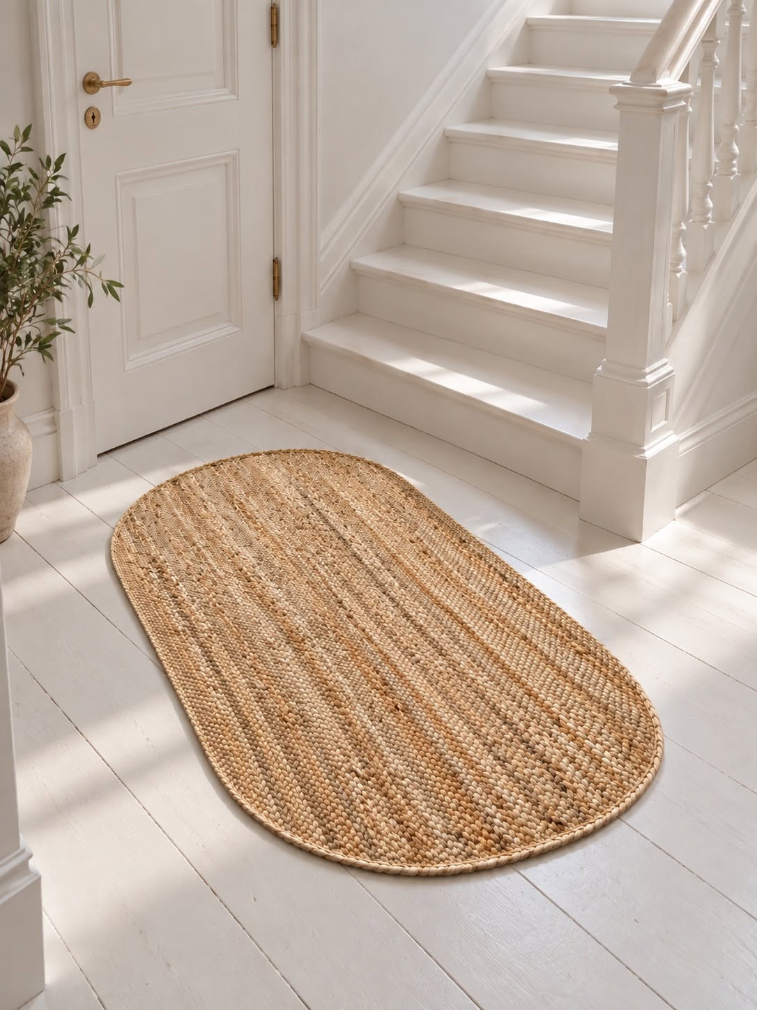 Gulvtæppe i jute - Oval 80x120