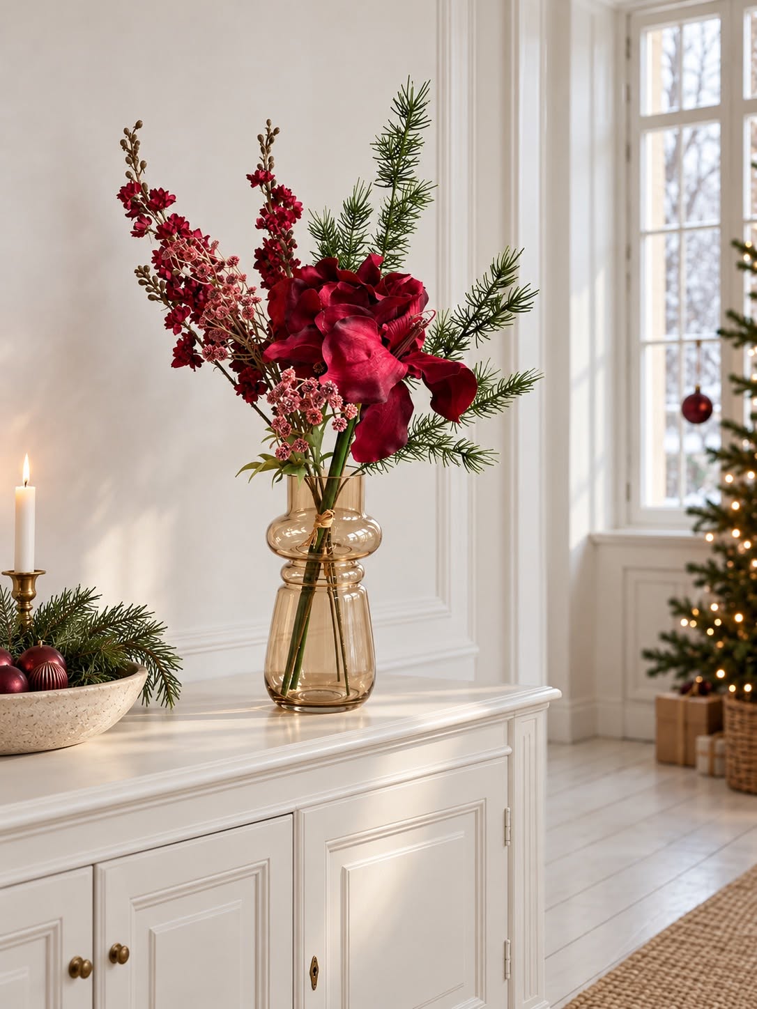 Julebuket med Amaryllis - Rød