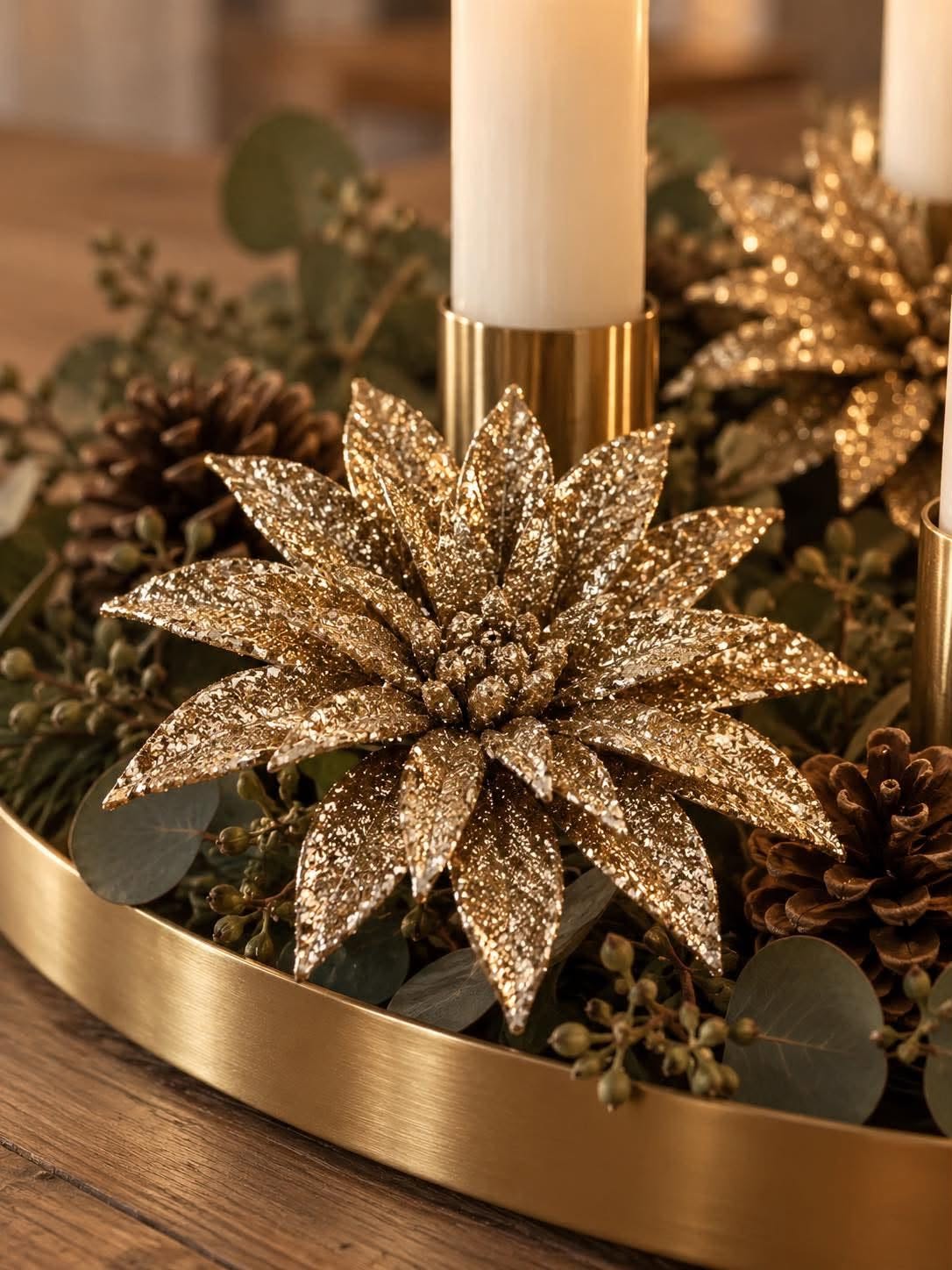 Deco blomster med glimmer - 4 stk