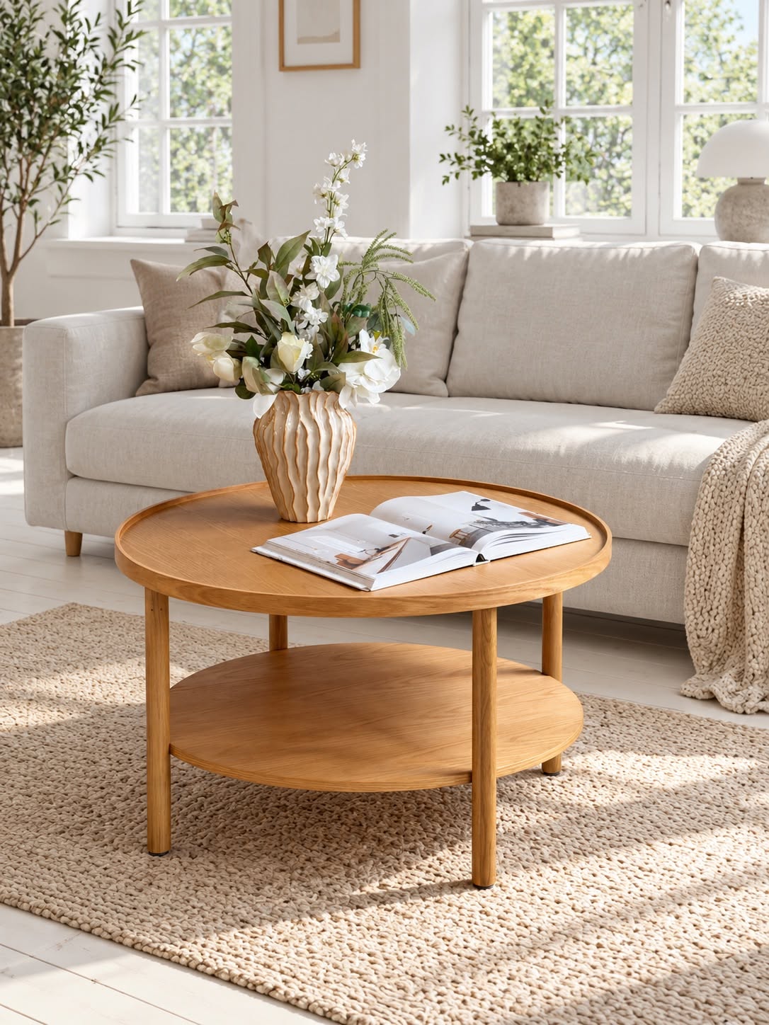 Sofabord med hylde – Eg og MDF