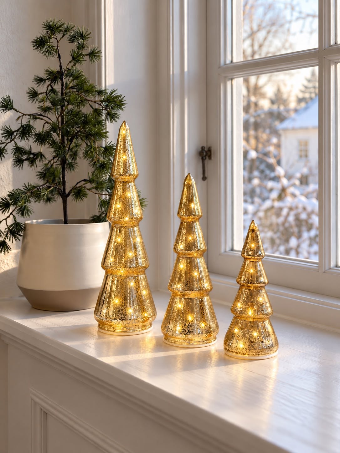 Juletræer med LED lys - Sæt med 3 størrelser