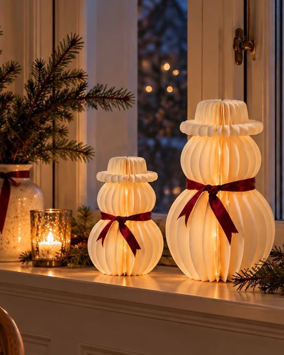 Snemand med led lys – papir med timer