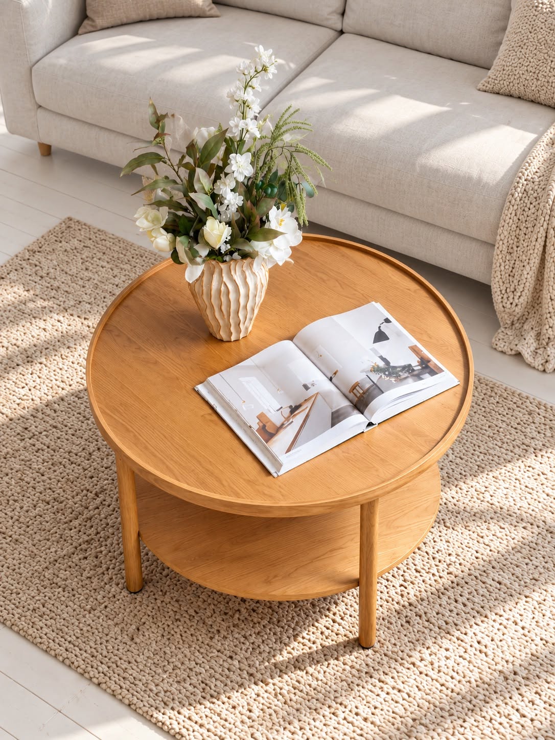 Sofabord med hylde – Eg og MDF