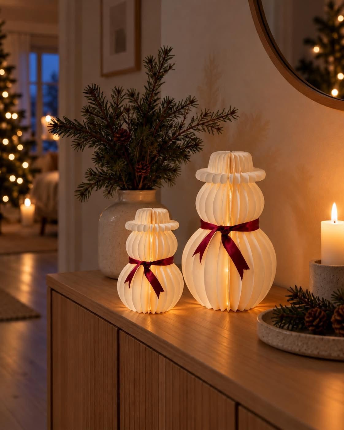 Snemand med led lys – papir med timer