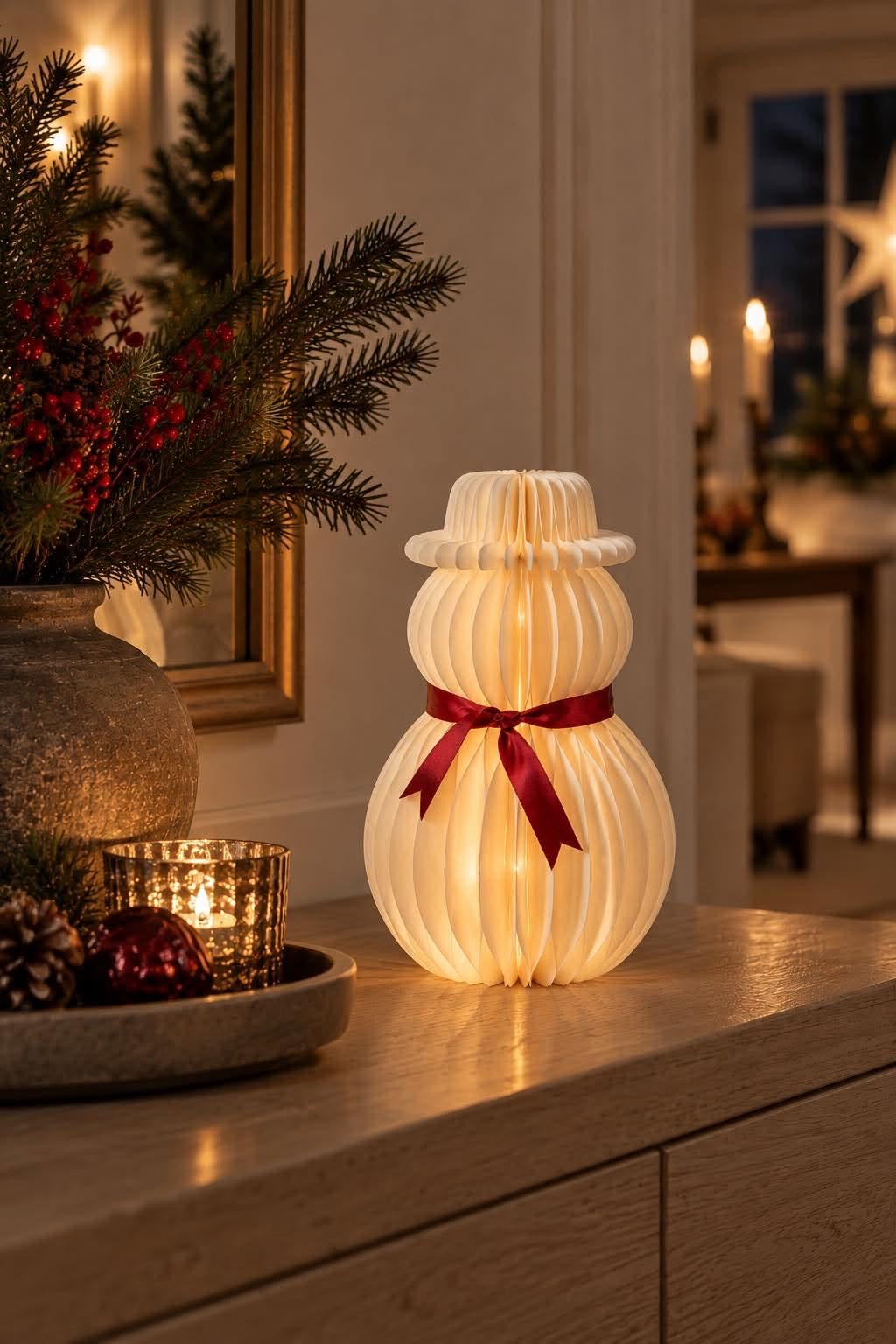 Snemand med led lys – papir med timer