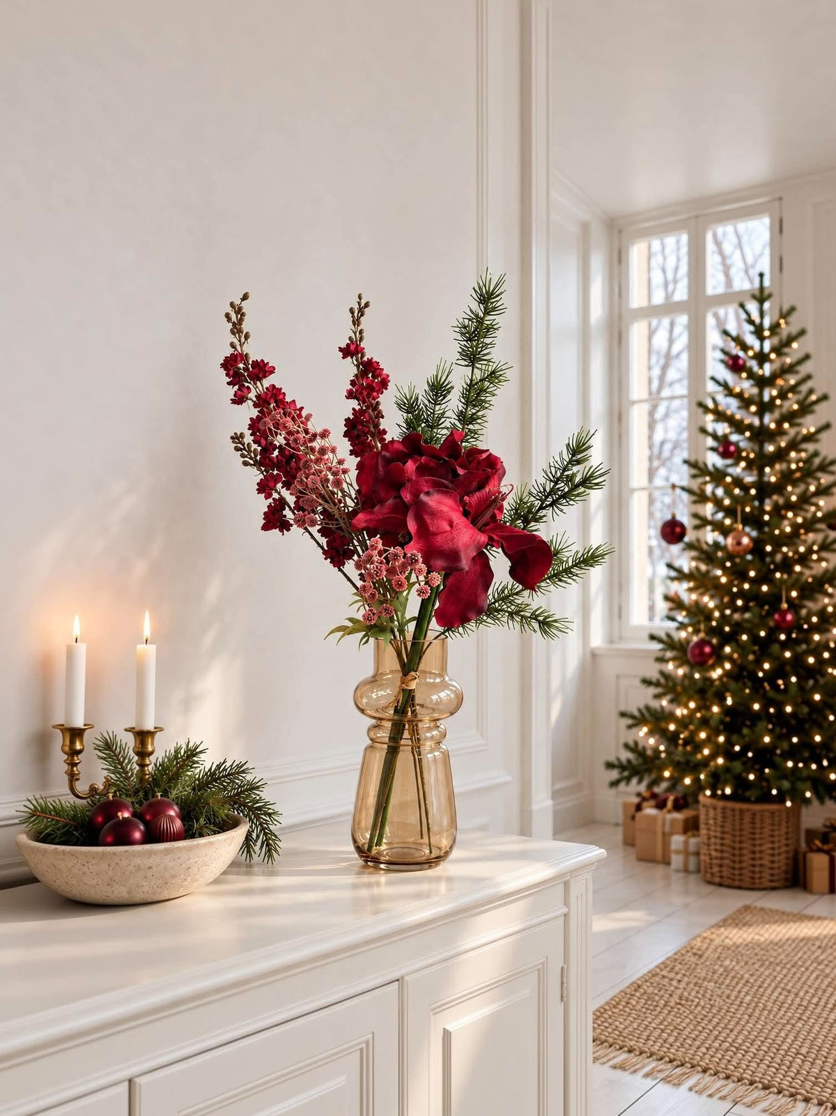 Julebuket med Amaryllis - Rød