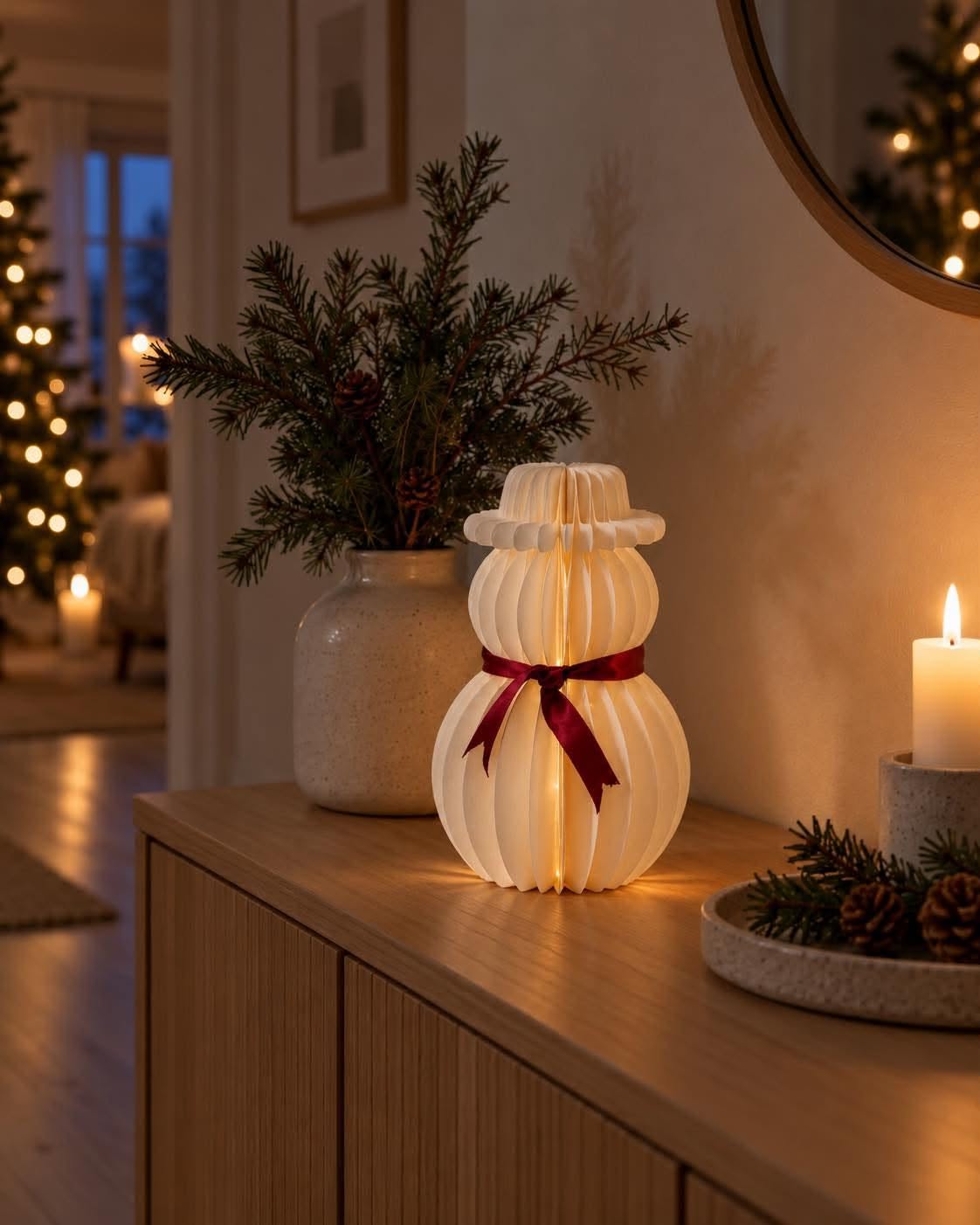 Snemand med led lys – papir med timer