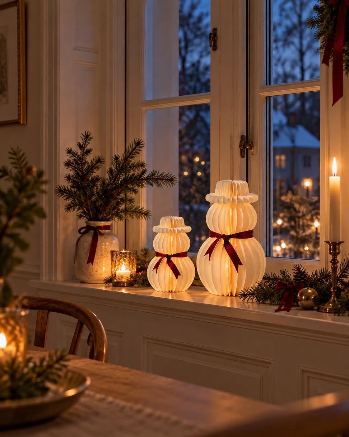 Snemand med led lys – papir med timer