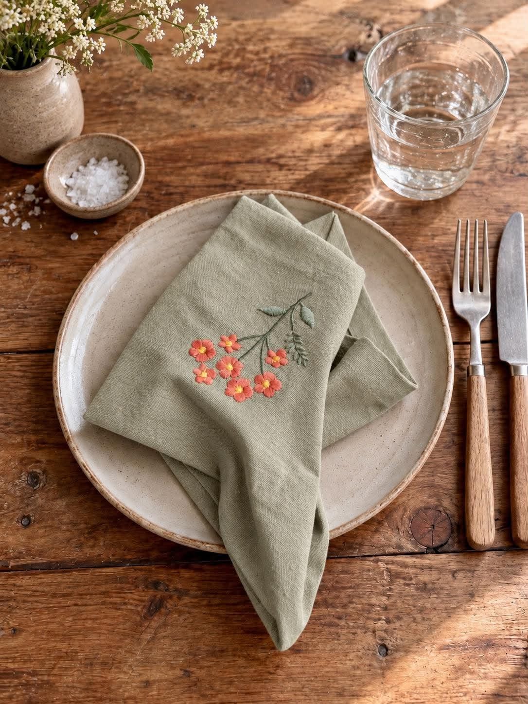 Mundserviet Flower - Pakke med 4 stk