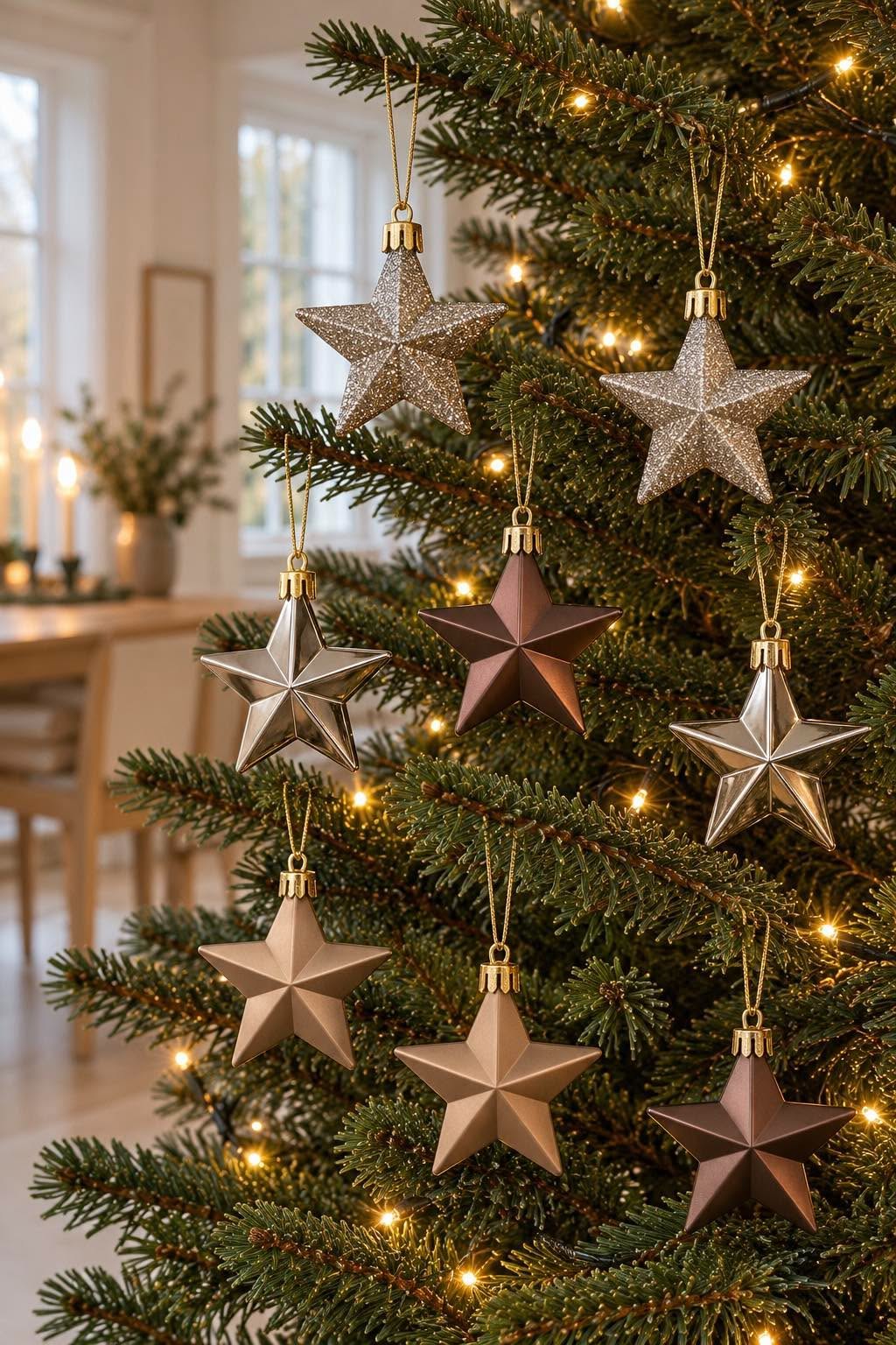 Stjerner med ophæng - 8 stk – brune juleophæng
