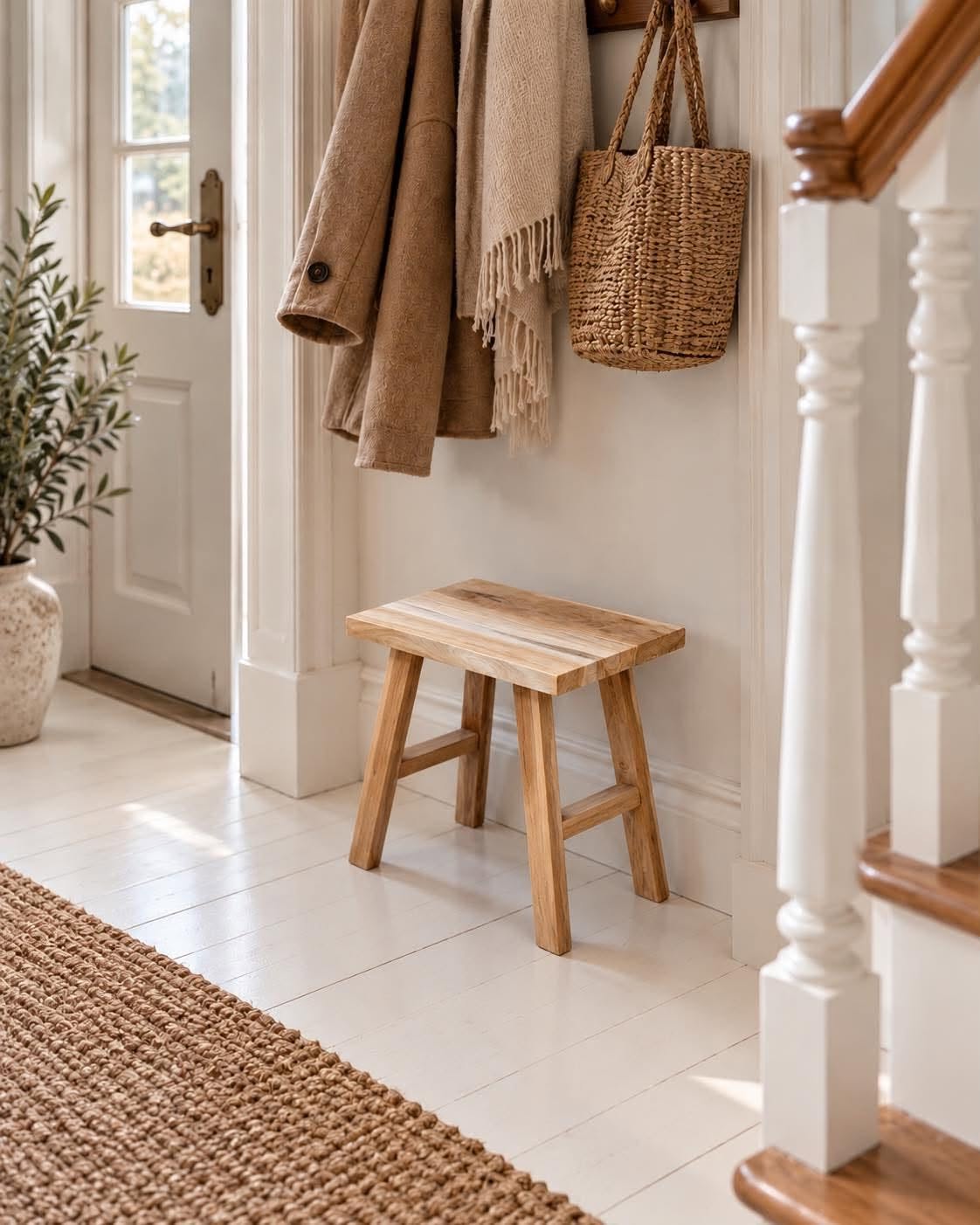 Skammel i teak – naturligt trælook