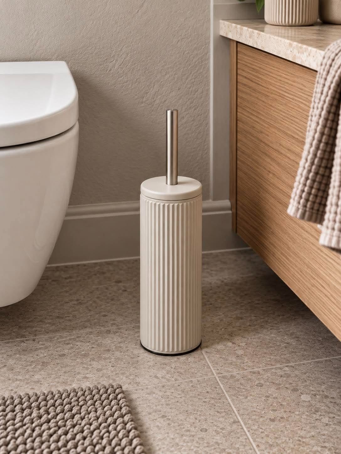 Toiletbørste riflet - Varm grå