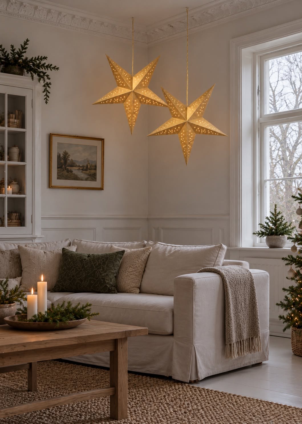 Stjerne 60 cm med LED lys - Guld