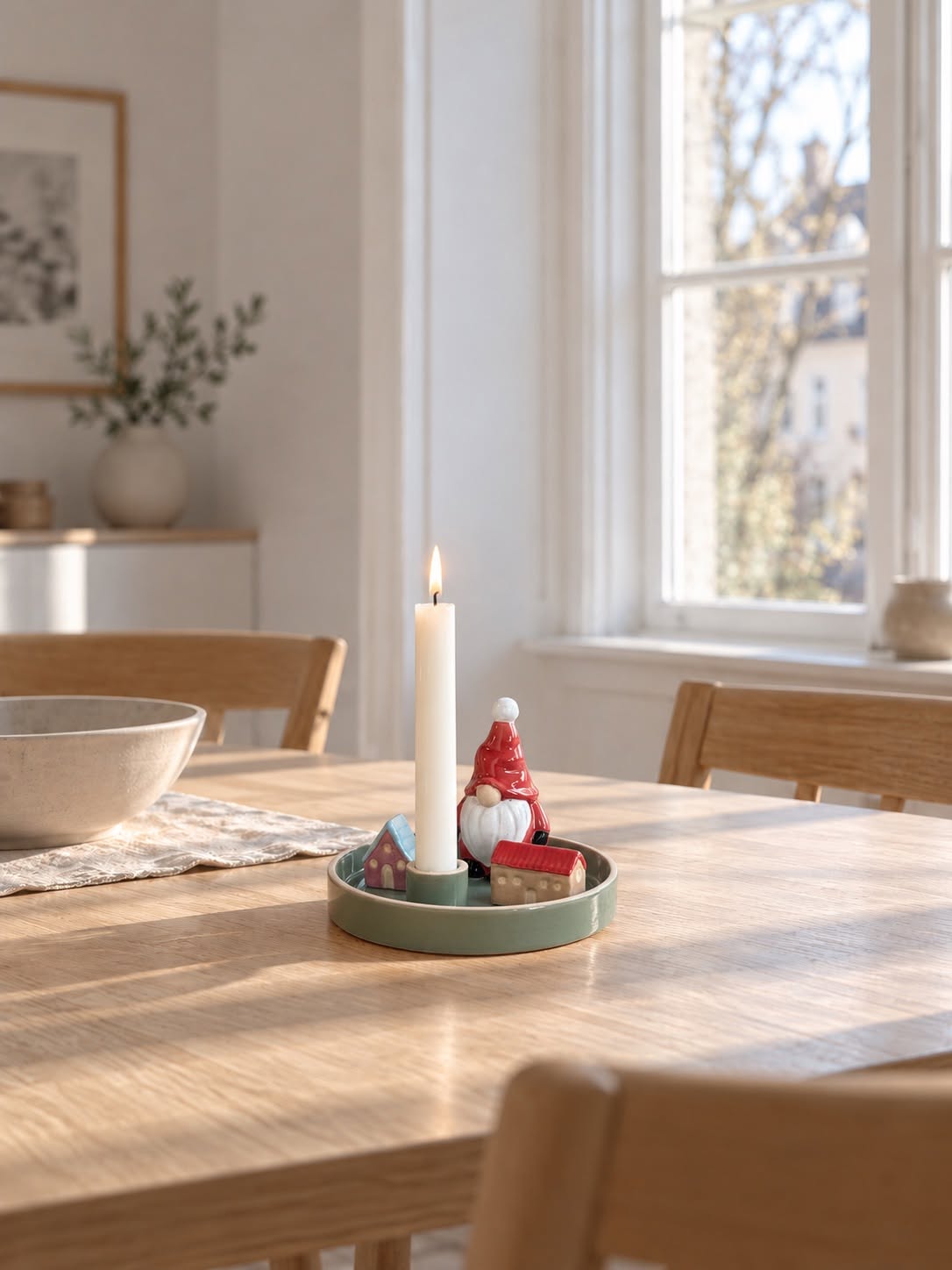 Lysestage Nisse med huse – Stentøj