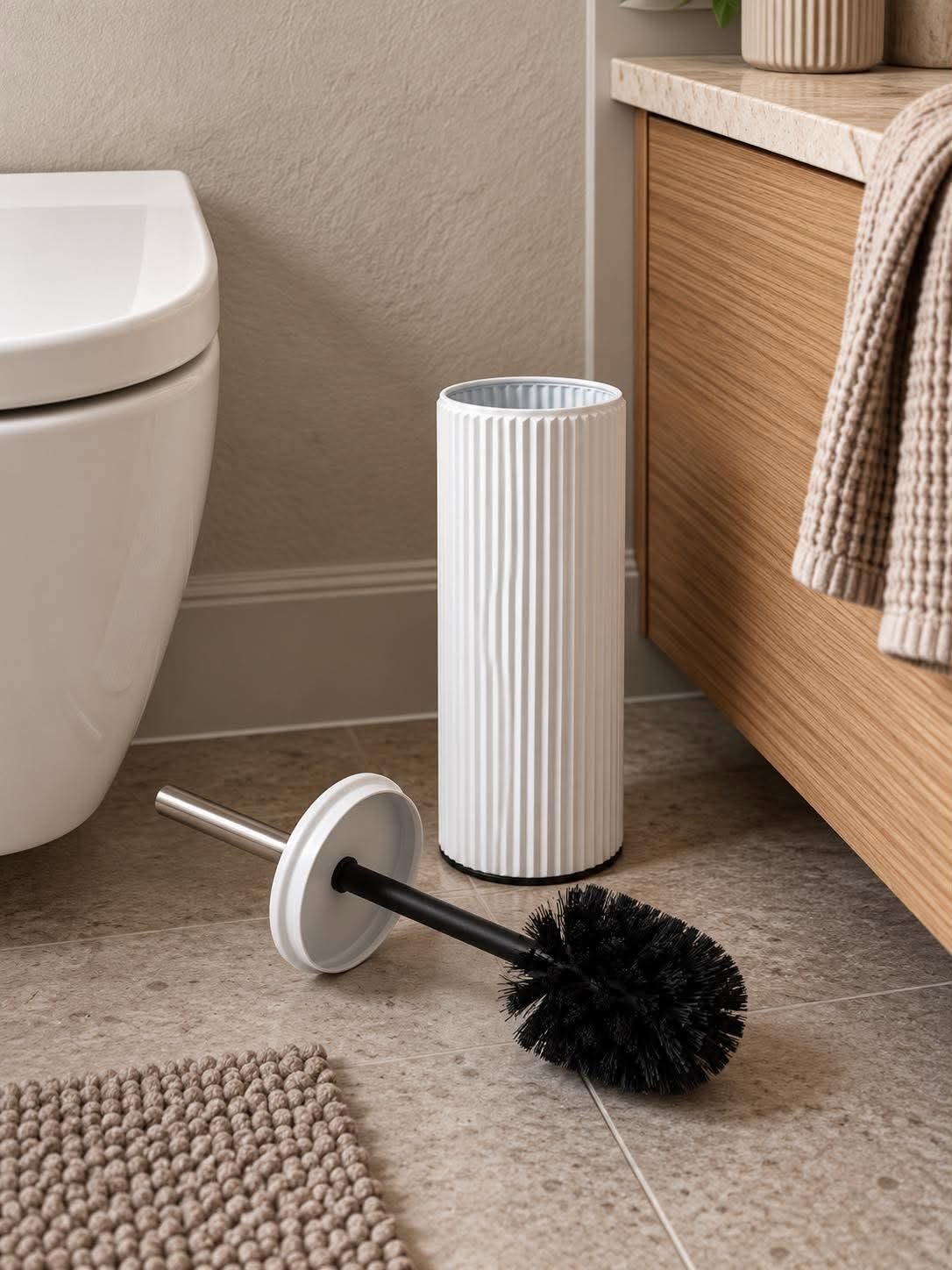 Toiletbørste riflet - Hvid