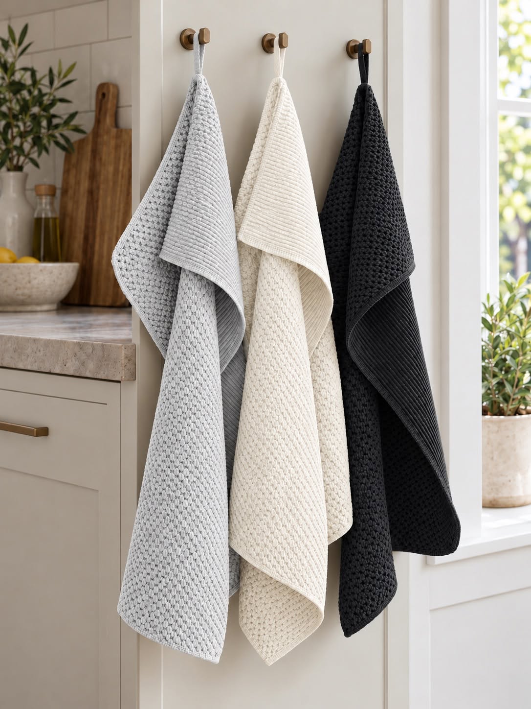 Viskestykker 3 stk microfiber - hvid, grå , antrasit