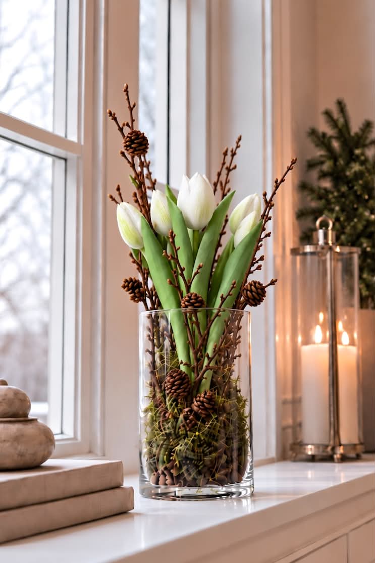 Tulipan i potte - Hvid