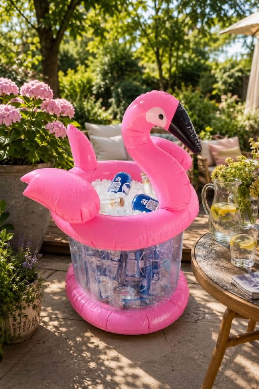 Køler til drikkevarer - Oppustelig flamingo