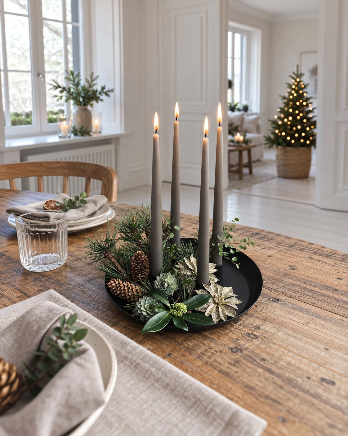 Deco blomster med glimmer - 4 stk