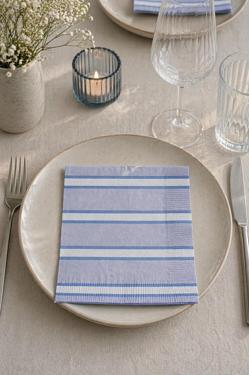 Servietter blue strip - 20 stk
