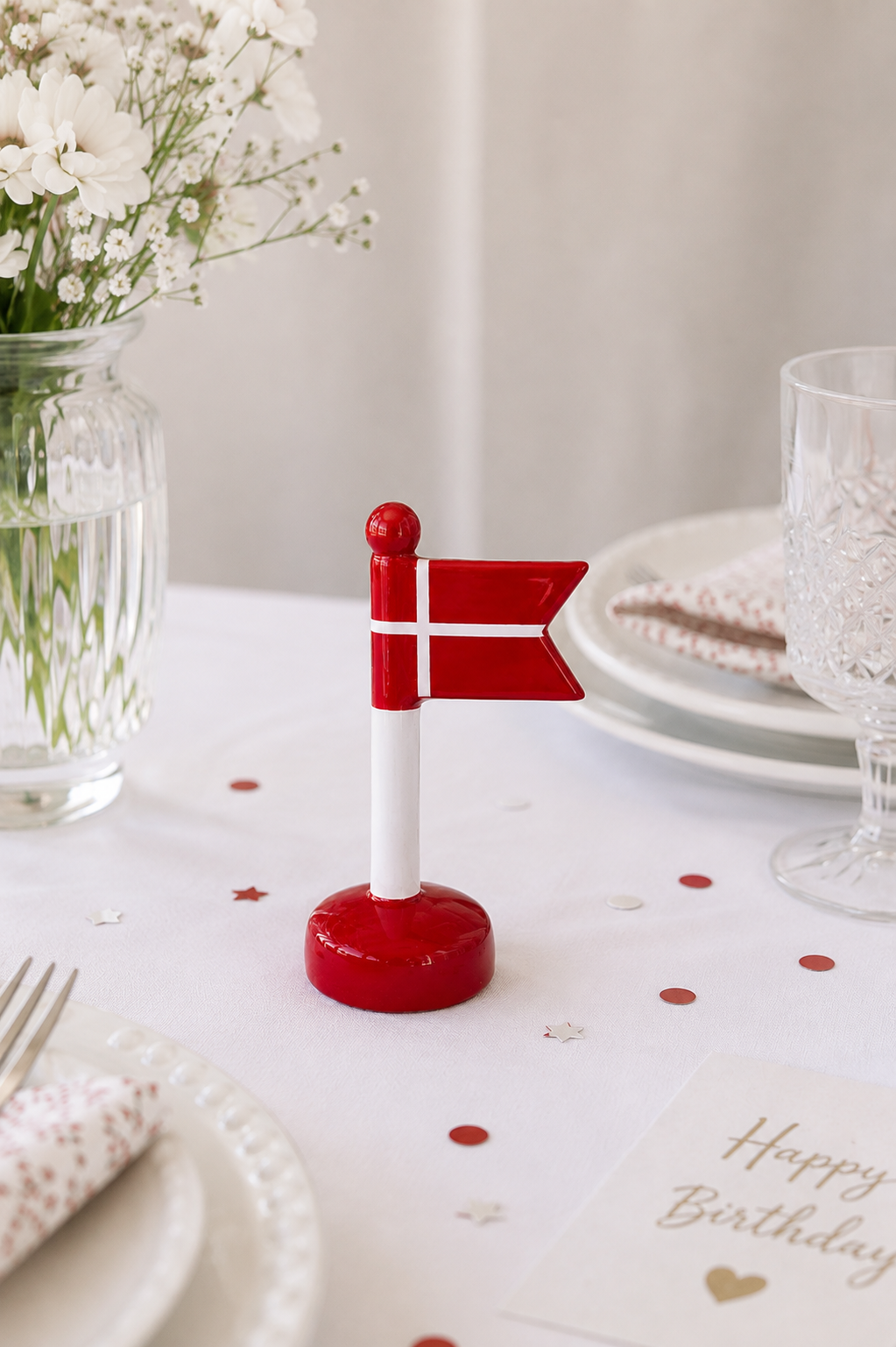 Flag dannebrog keramik - 13cm