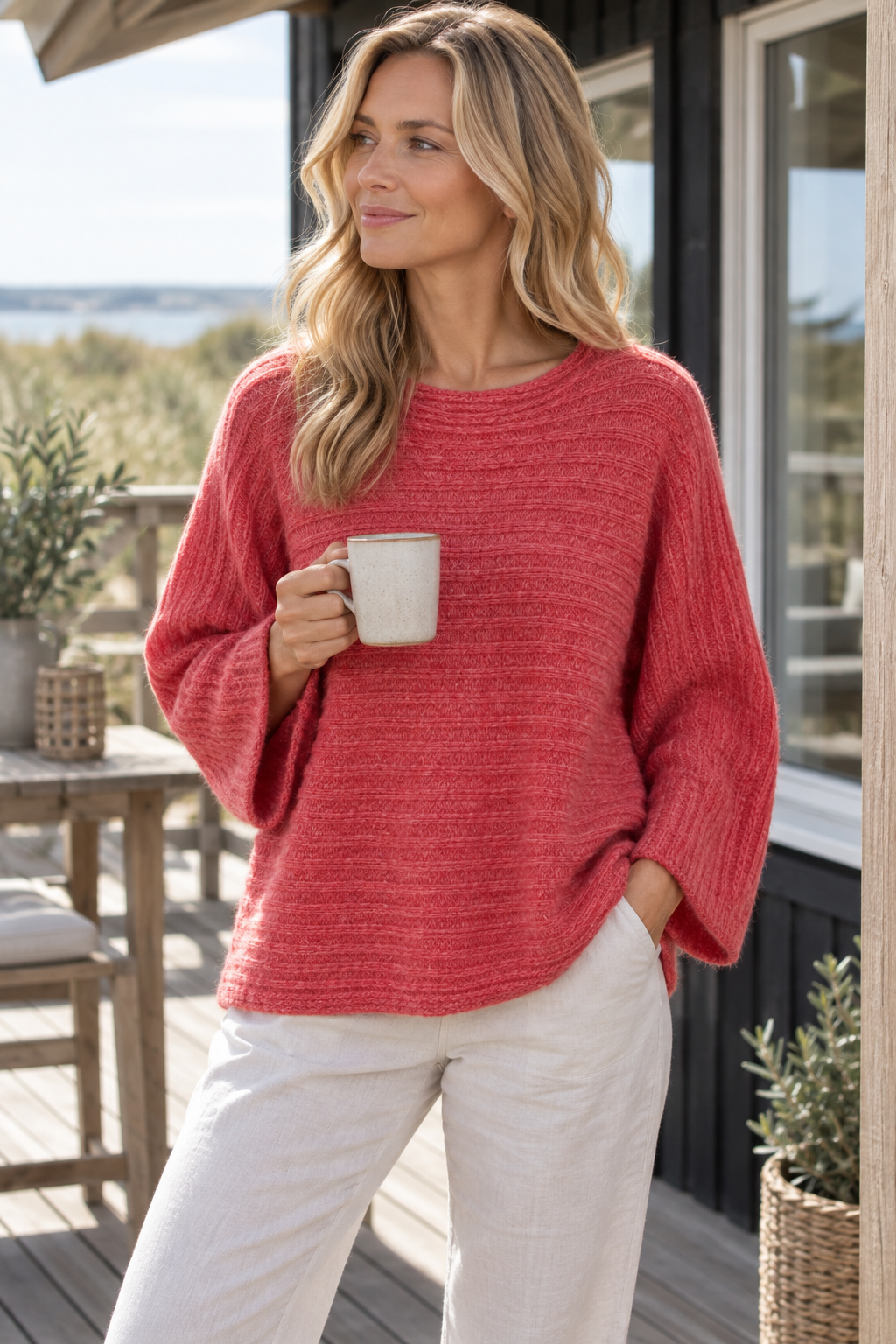 Oversized sweater - Coral wool / mohair mix
