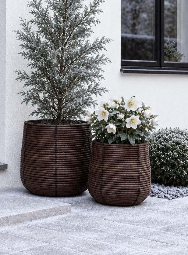 Plantekurve RATTAN  – Sæt med 2 størrelser