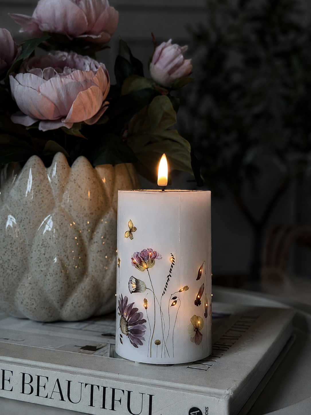 LED Bloklys Flower TWINKLE - 12,5cm