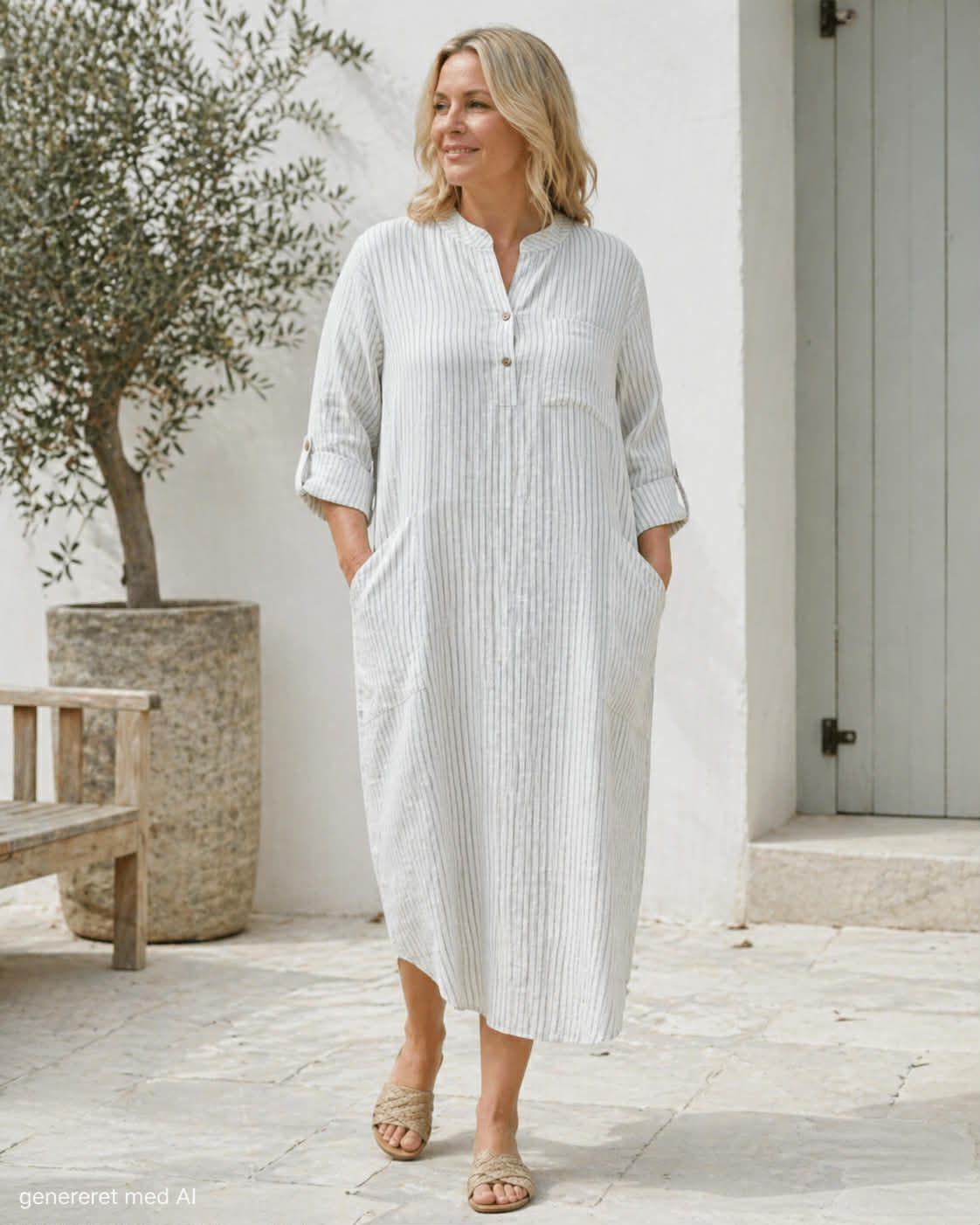 Kjole Hør – Grey Stripe