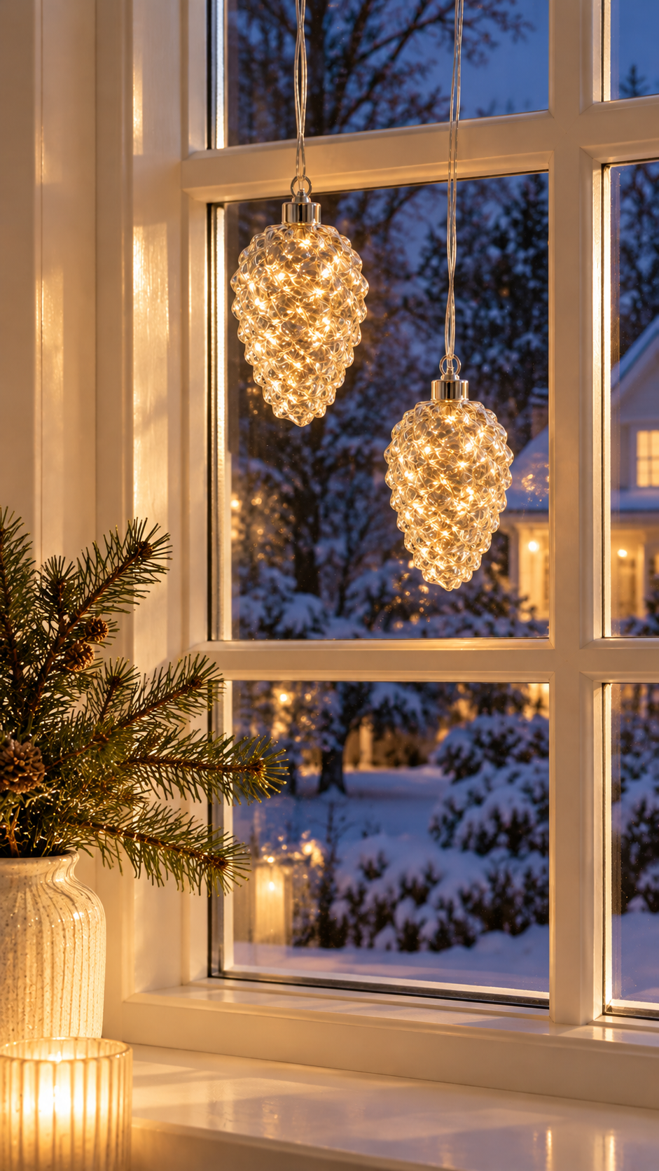 Kogle med lys – glas LED pynt