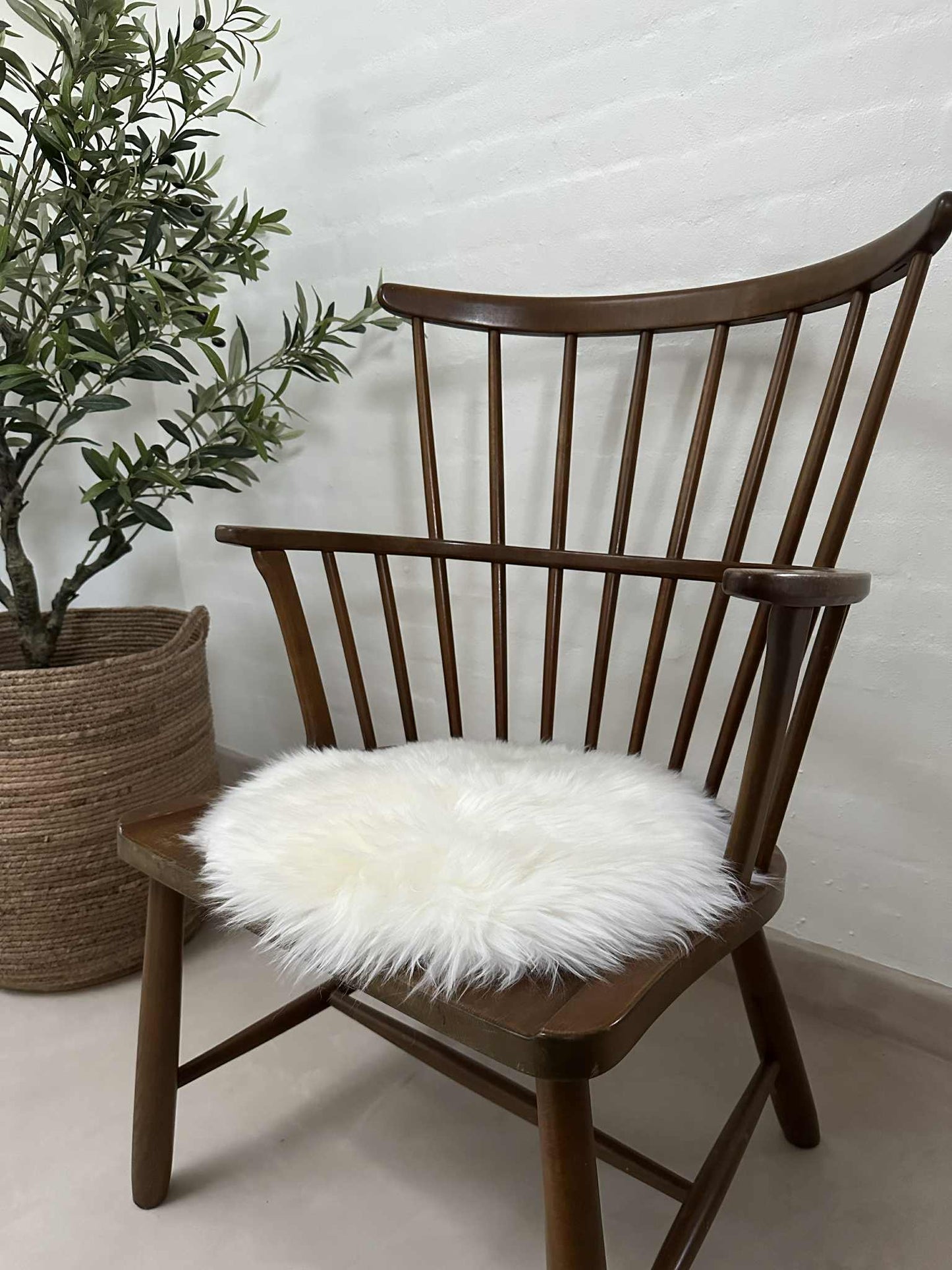 Sædeskind Ø 34cm - Hvid lammeskind