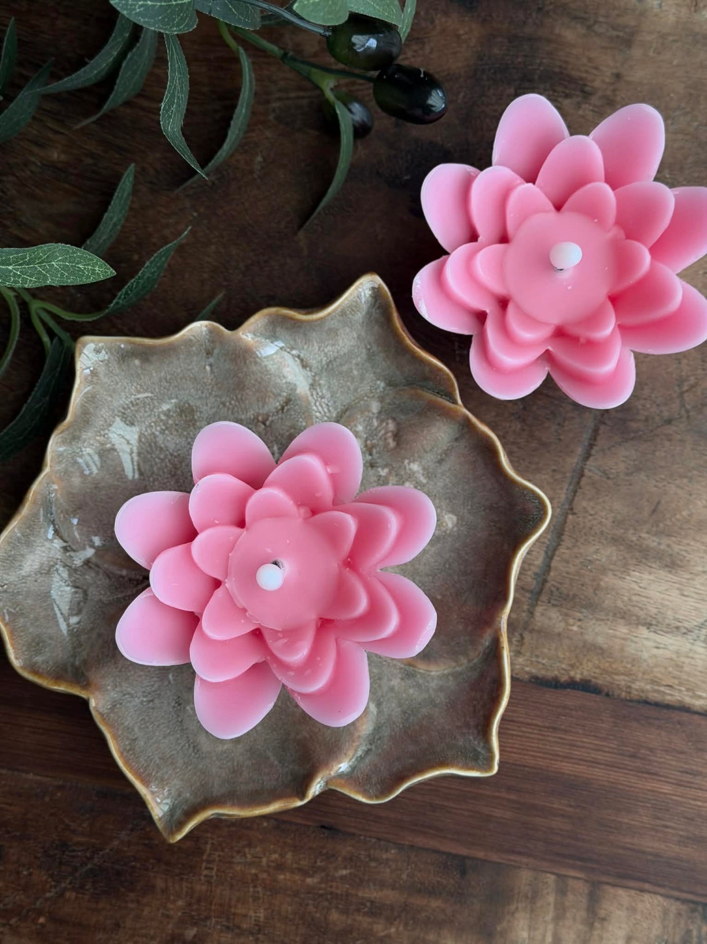 Flydelys med timer - Sæt med 2 stk. Rosa Lotus