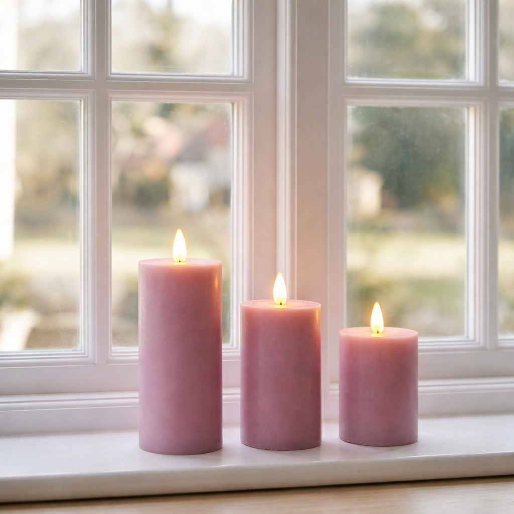 LED Bloklys /  VIOLET 3 stk – Inkl. fjernbetjening