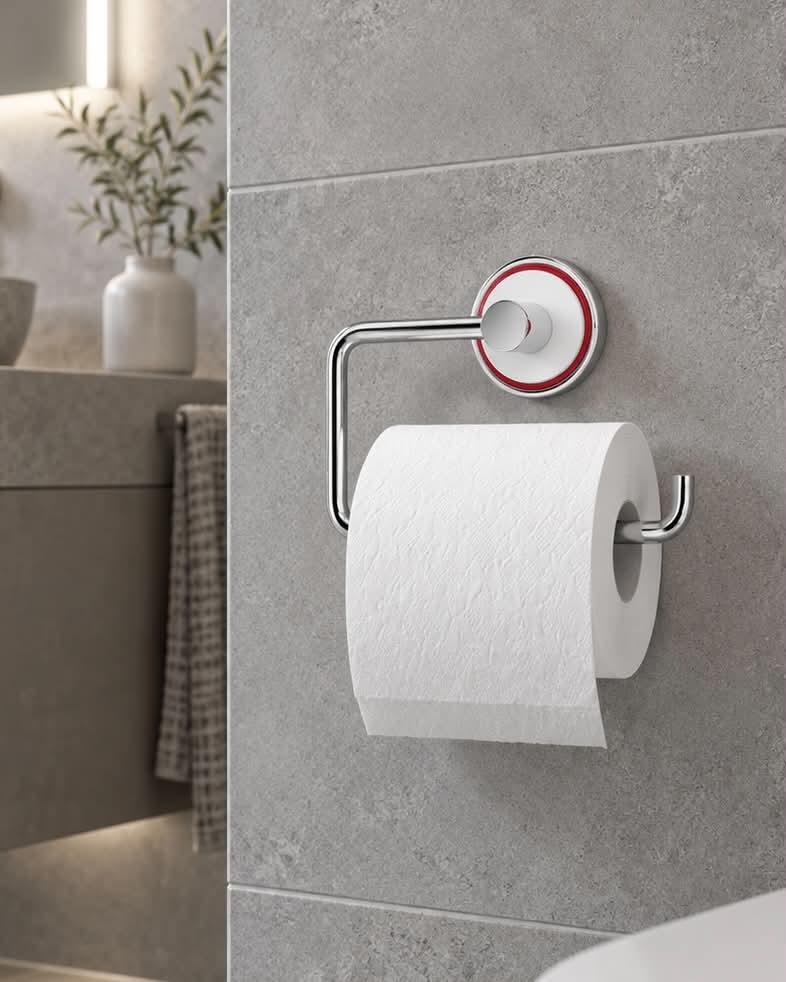 Toiletrulleholder Mafalda – Krom og hvid