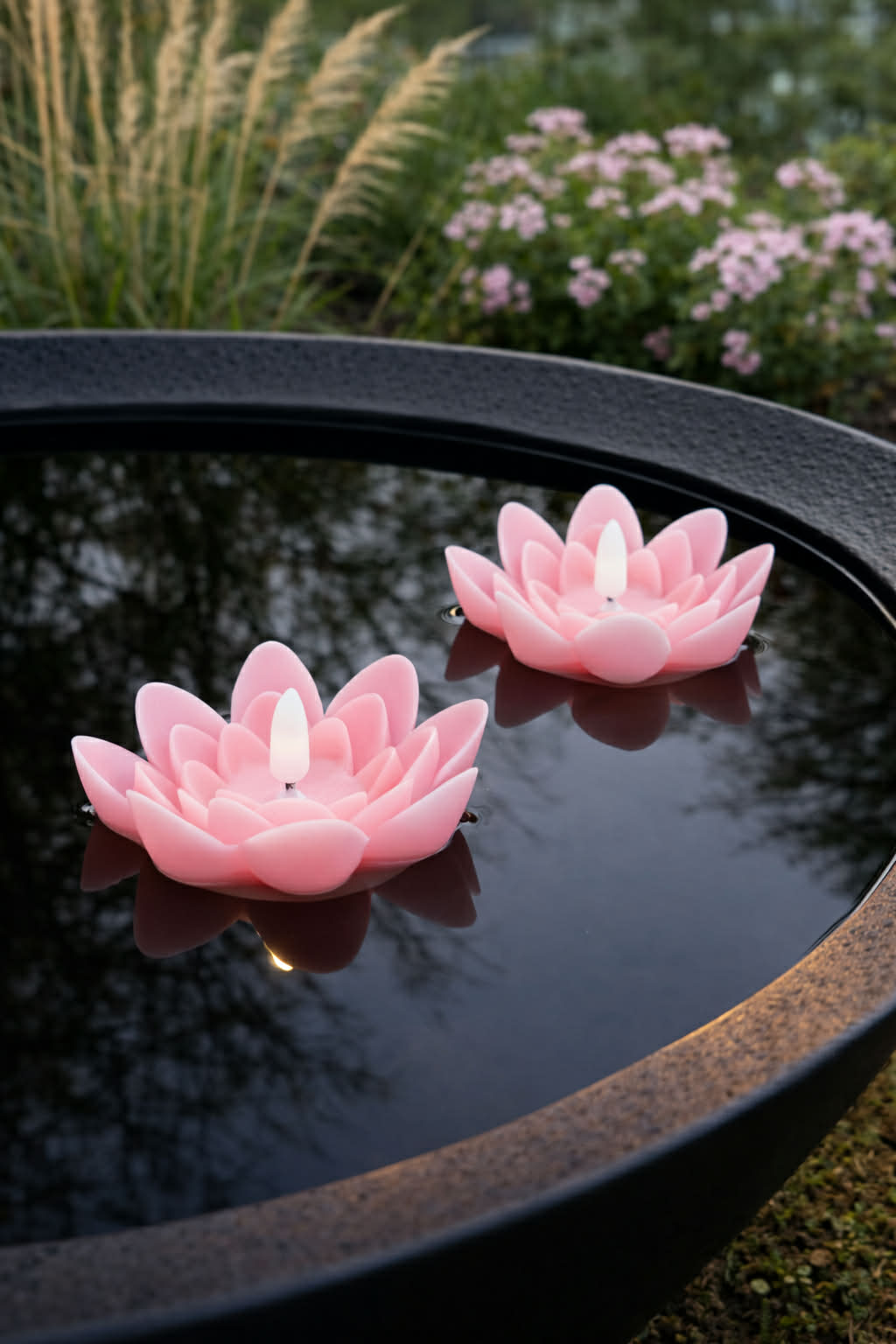 Flydelys med timer - Sæt med 2 stk. Rosa Lotus