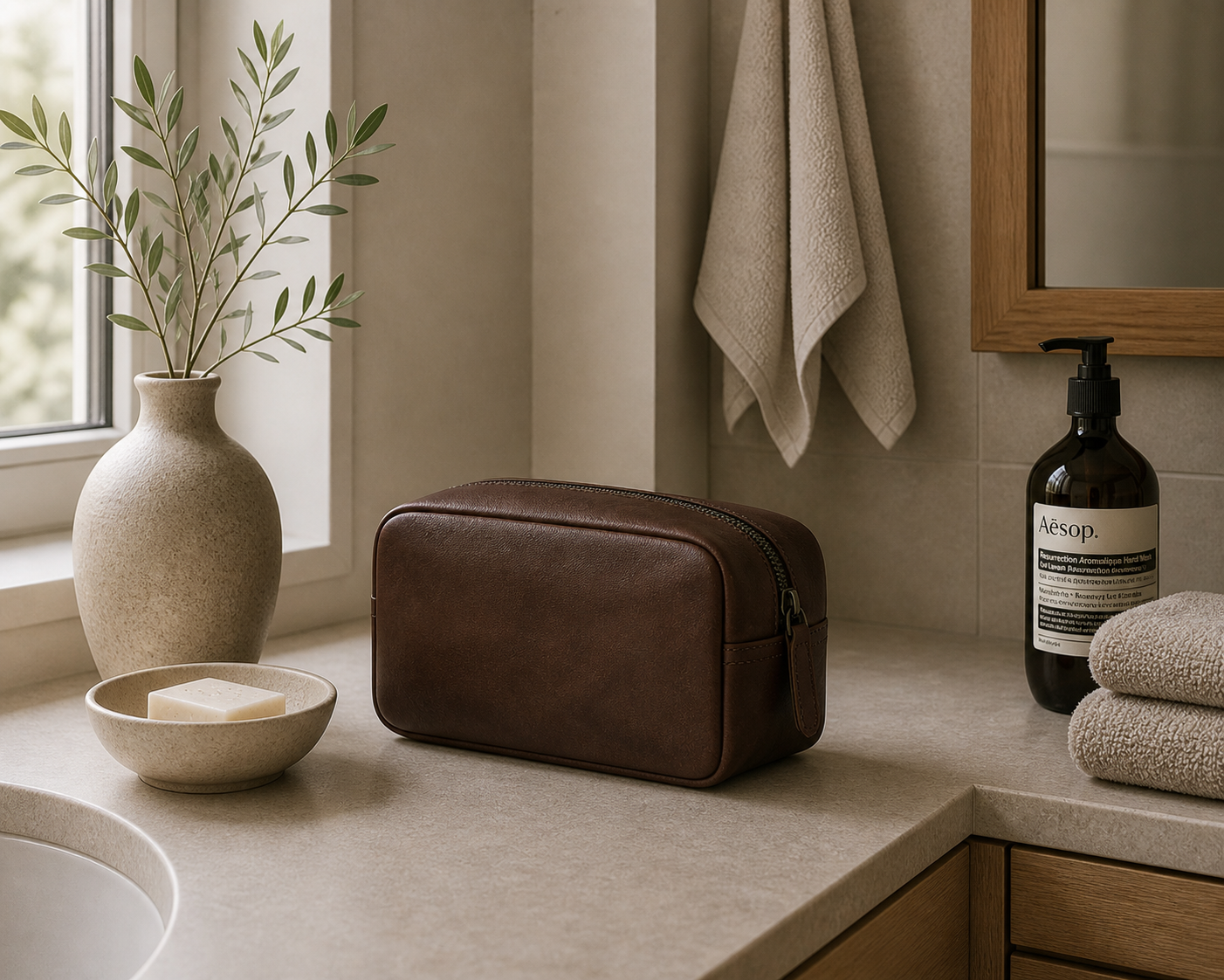 Toilettaske Faust - Dark brown