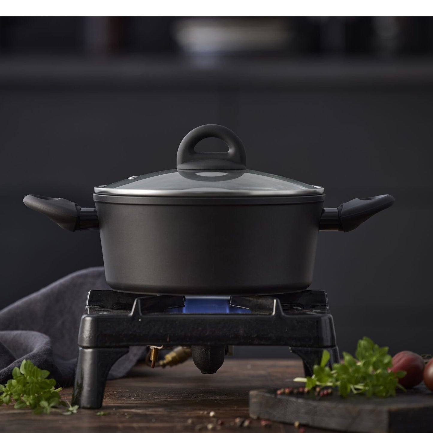 Gryde - Med glaslåg - Aluminium/keramisk belægning