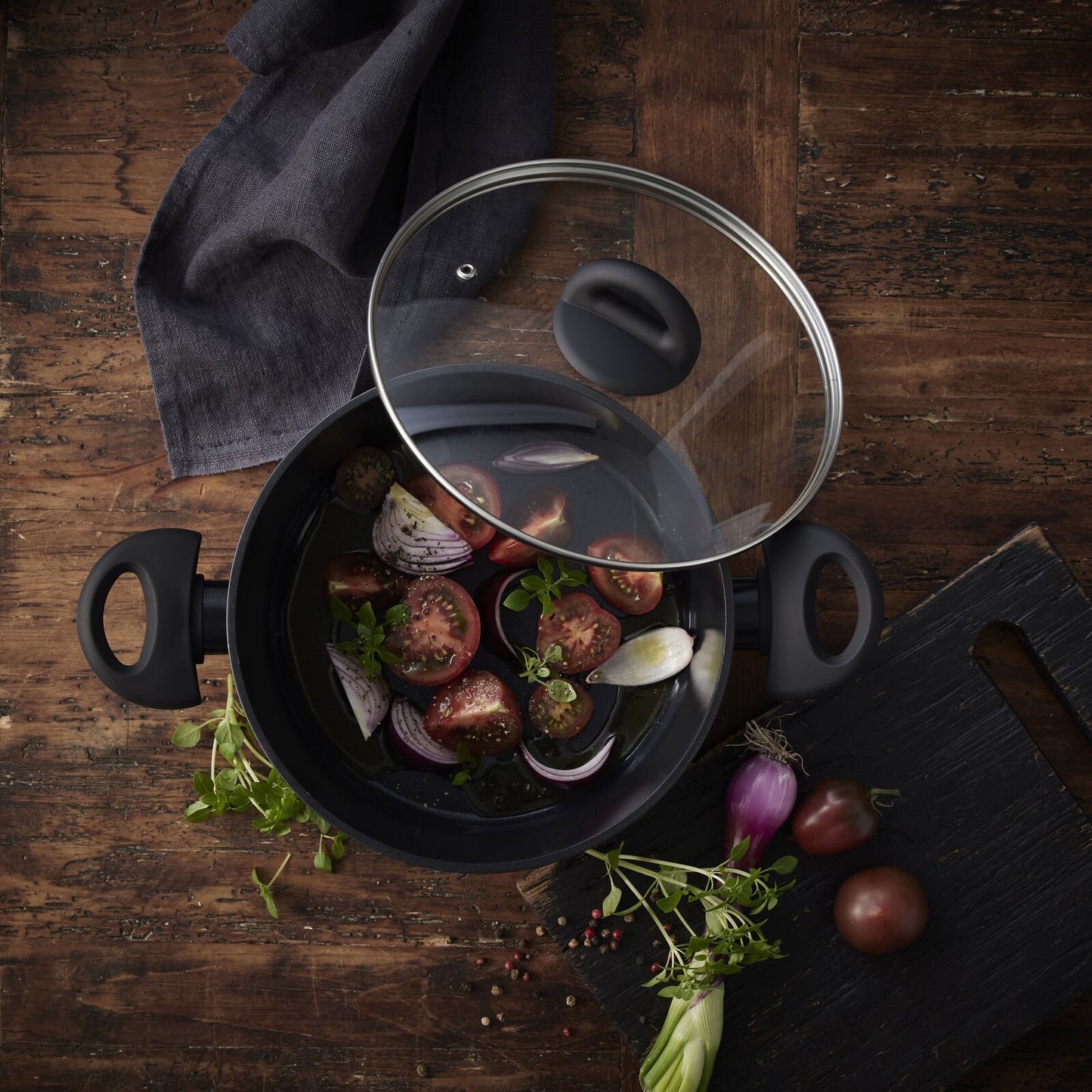 Gryde - Med glaslåg - Aluminium/keramisk belægning