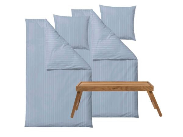 Sengetøj 2 Sæt Södahl 140x220 cm - Linen Blue - Inkl. Sengebakke