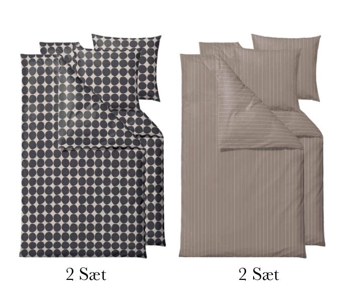 Sengesæt, 4 Sæt - Södahl Sampak - 2x Bubbles Ash & 2x Zen Taupe