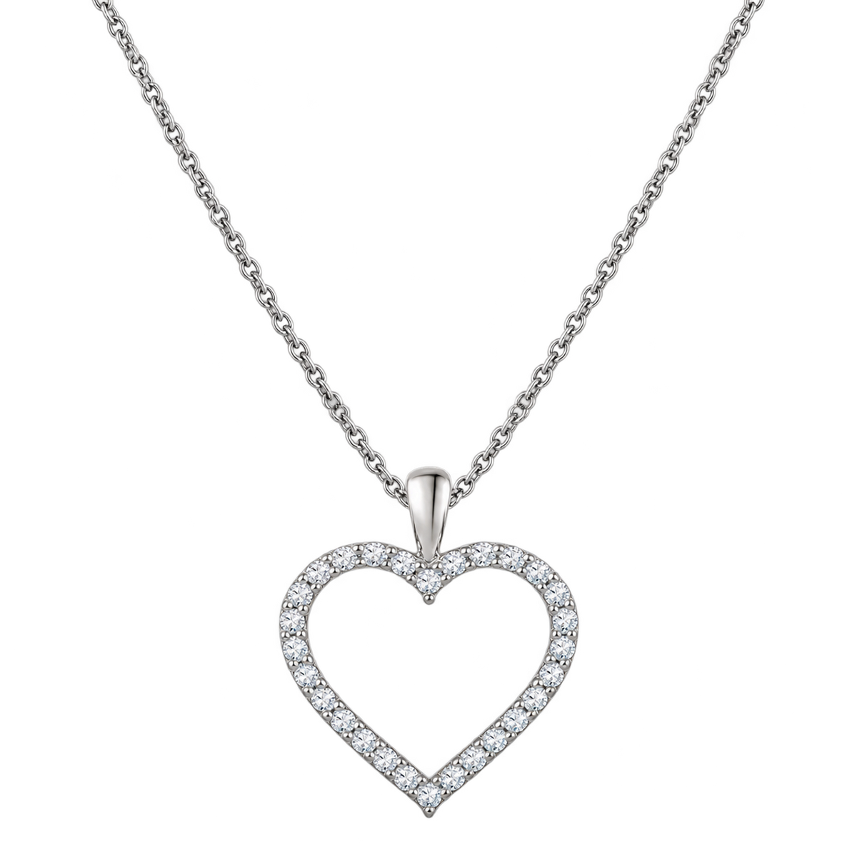 Halskæde Kendal Hjerte - rhodium belagt