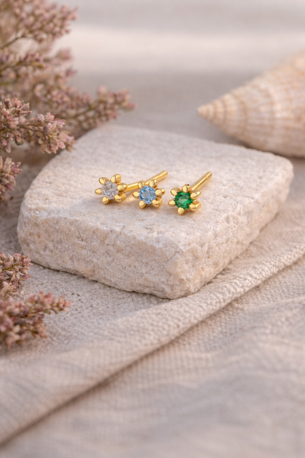 Mix box GIA - Emerald, Blå og Klar - forgyldt