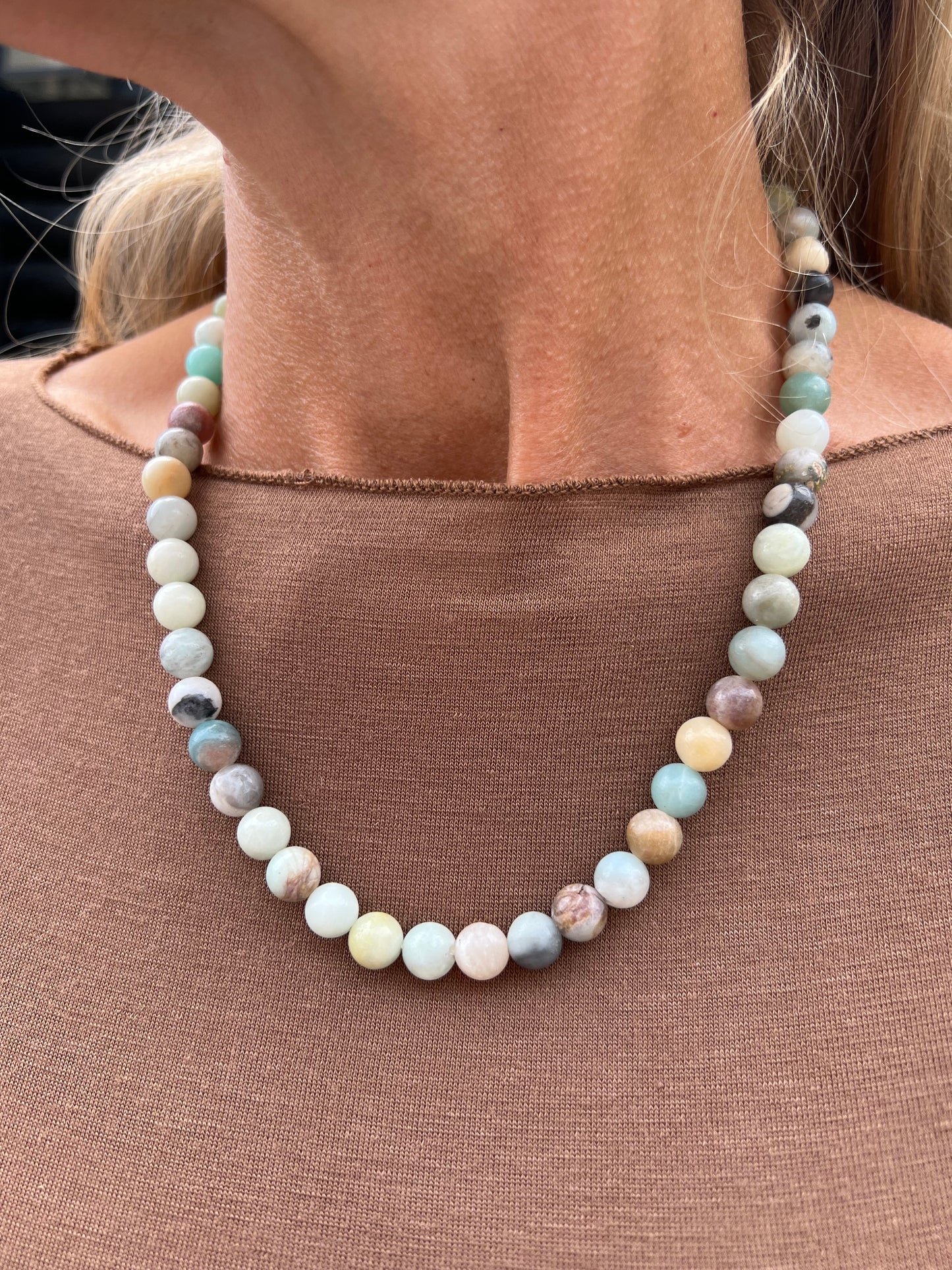 Halskæde Mary Natur/Aqua Mix
