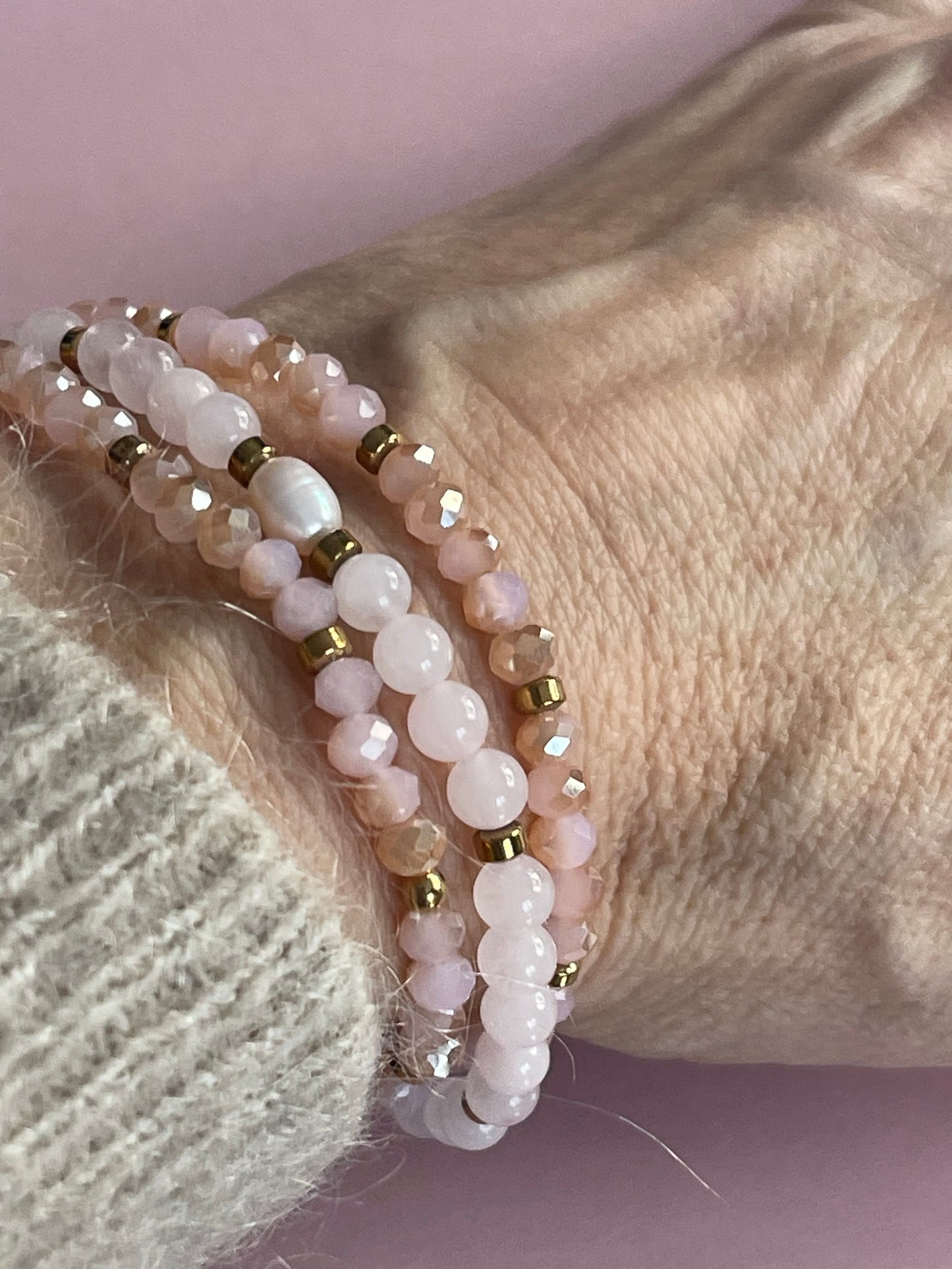 Armbånd Leah Soft Rose – Sæt med 3 stk