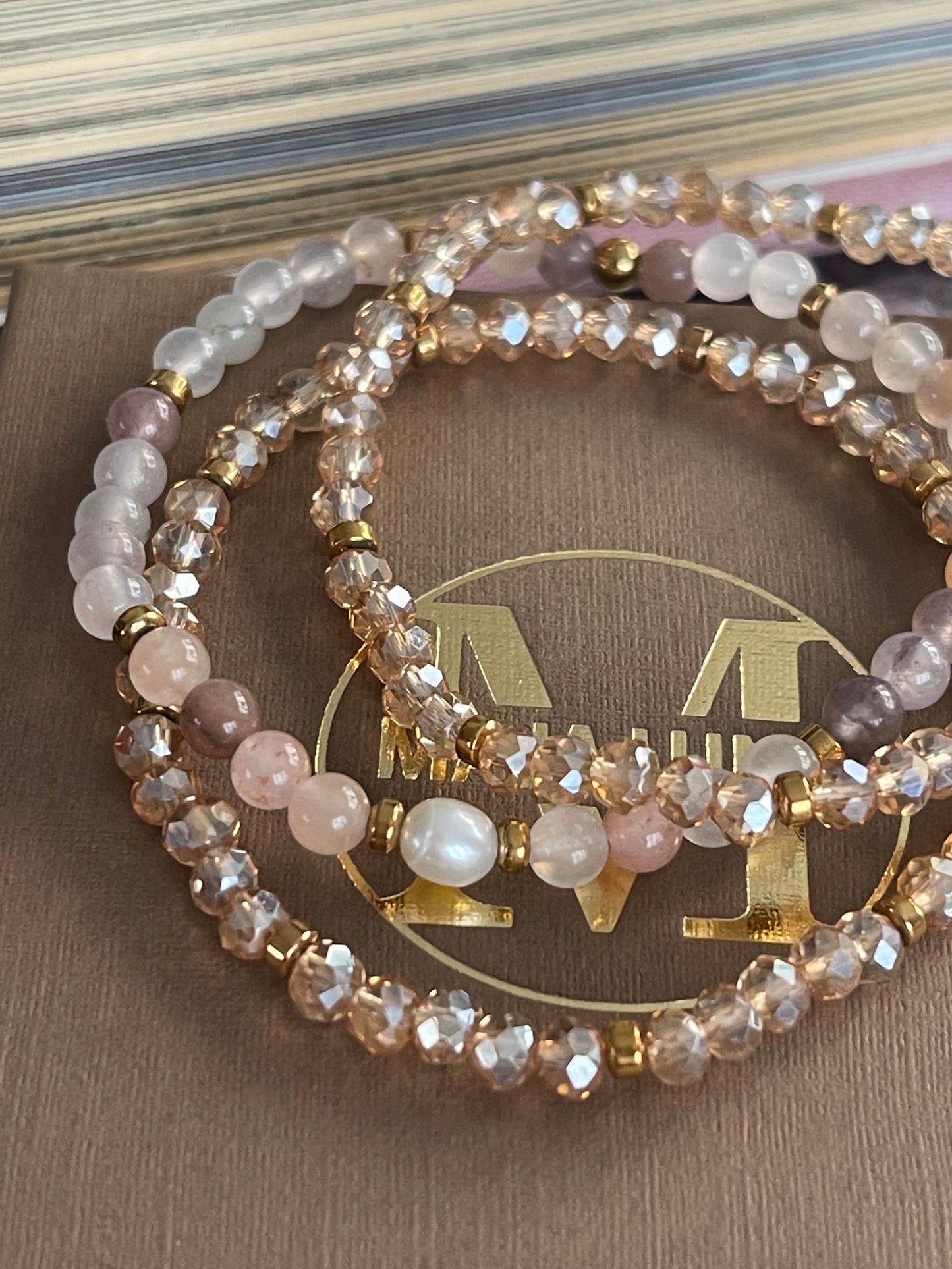 Armbånd Leah Blush/Natur – Sæt med 3 stk