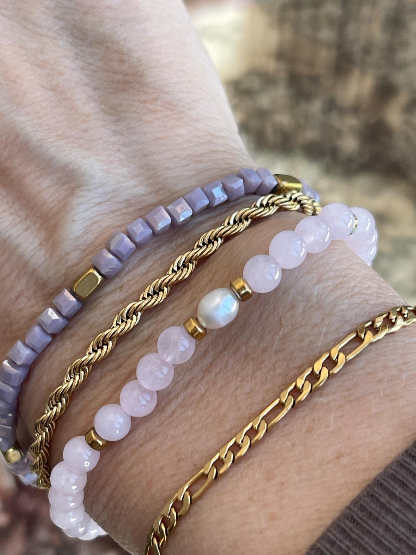 Armbånd Erika lavendel - Sæt med 4 armbånd