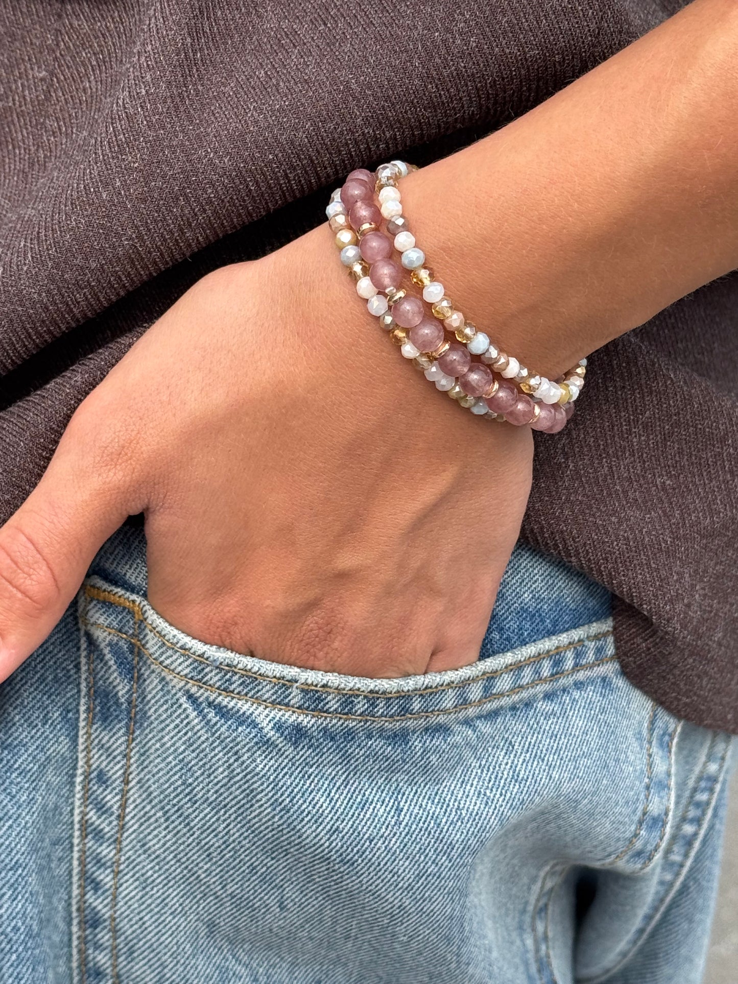 Armbånd Luna Vintage Rose – Sæt med 3 stk