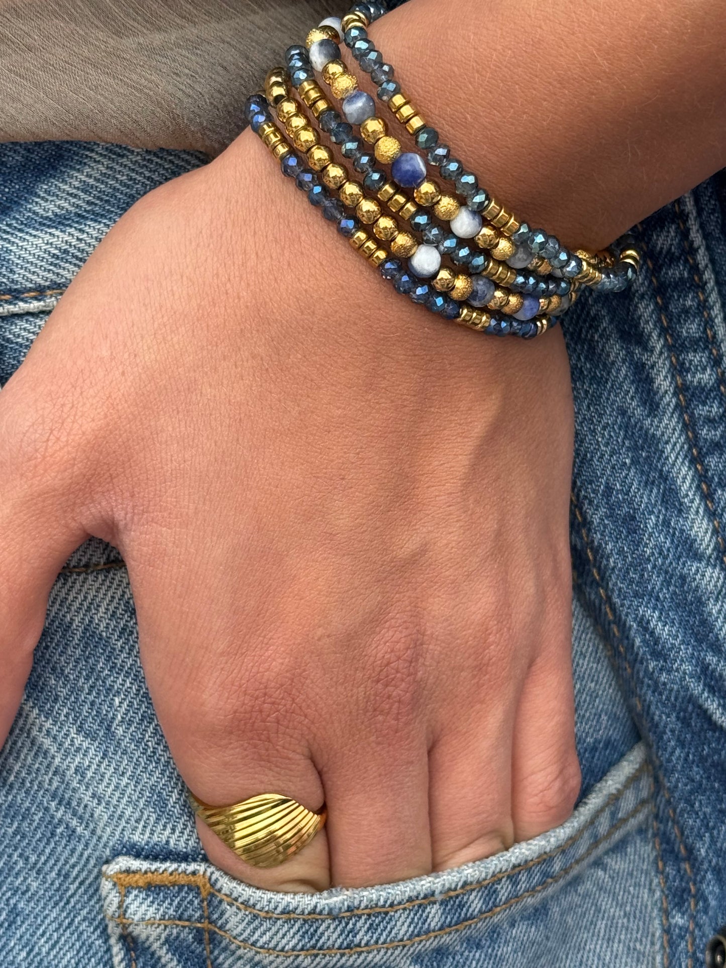 Armbånd Ofelia Navy - Sæt med 5 armbånd